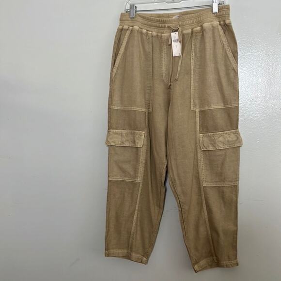 DAILY PRACTICE BY ANTHROPOLOGIE‎ LINEN BLEND DRAWSTRING PANTS SIZE M - Picture 1 of 7